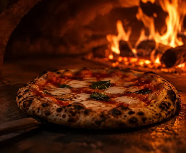 A Margherita on the oven floor